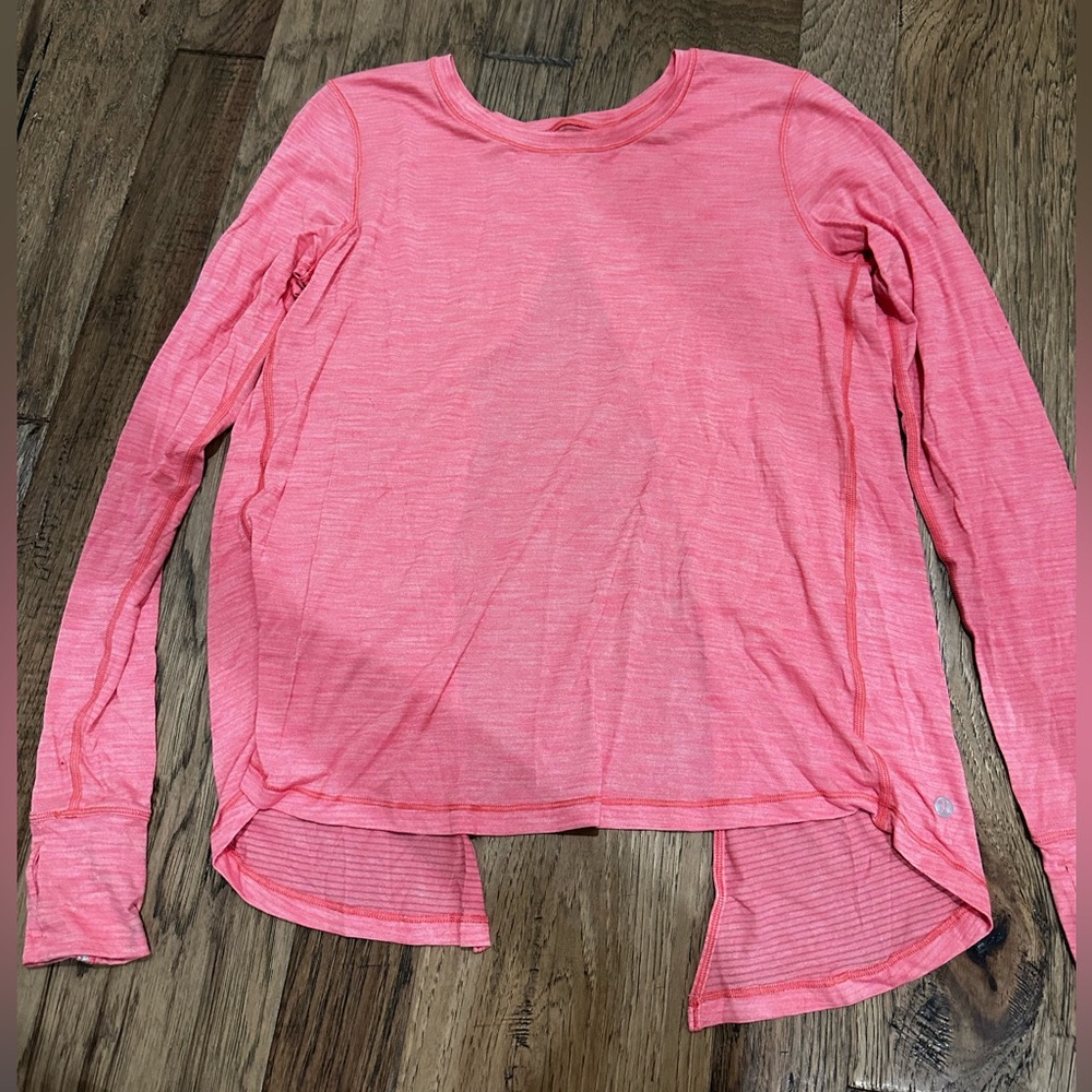 pink lulu lemon open back long sleeve top size 8